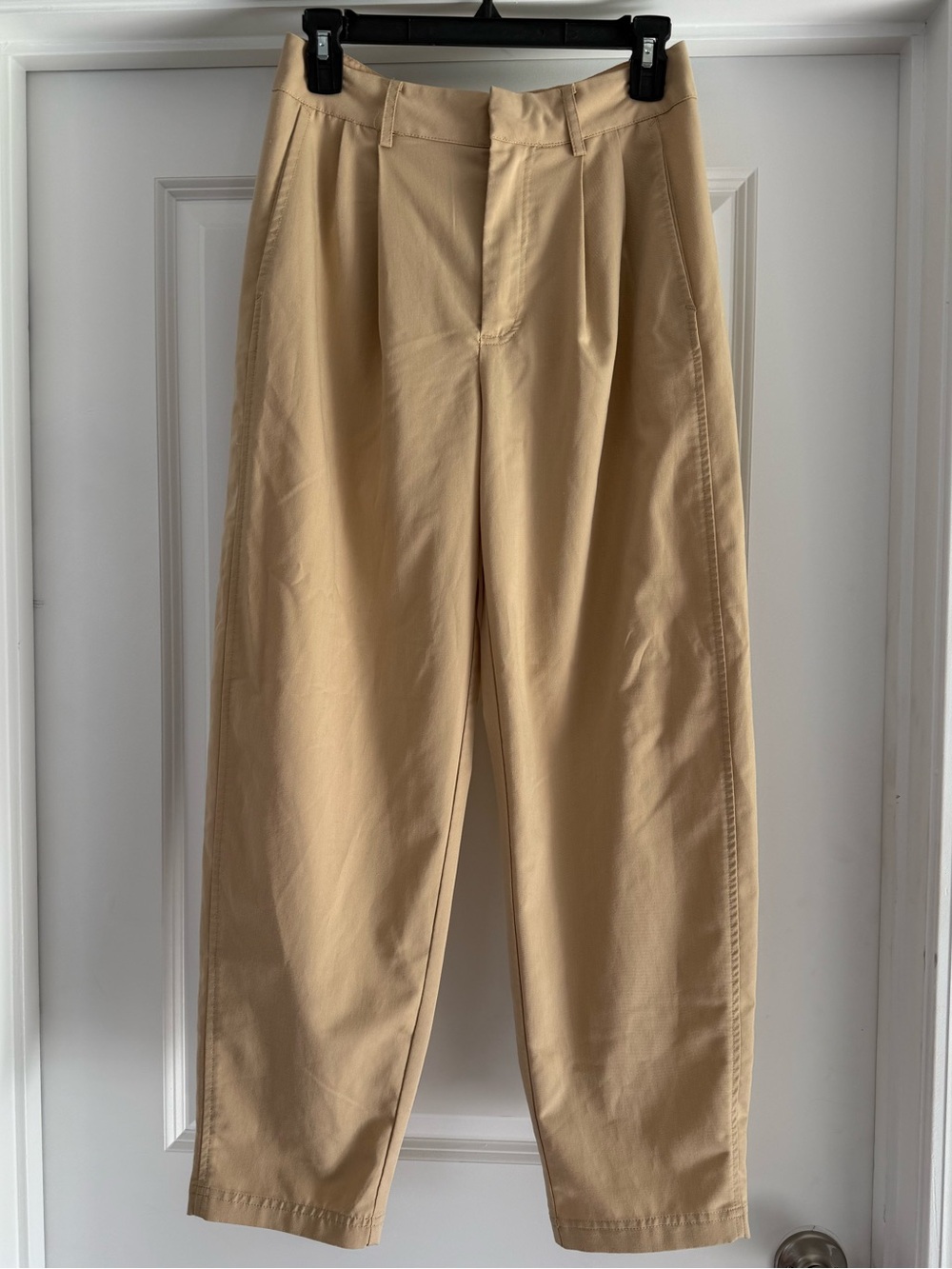 Free People Tapered Barrel Leg Trousers Tan/Khaki color